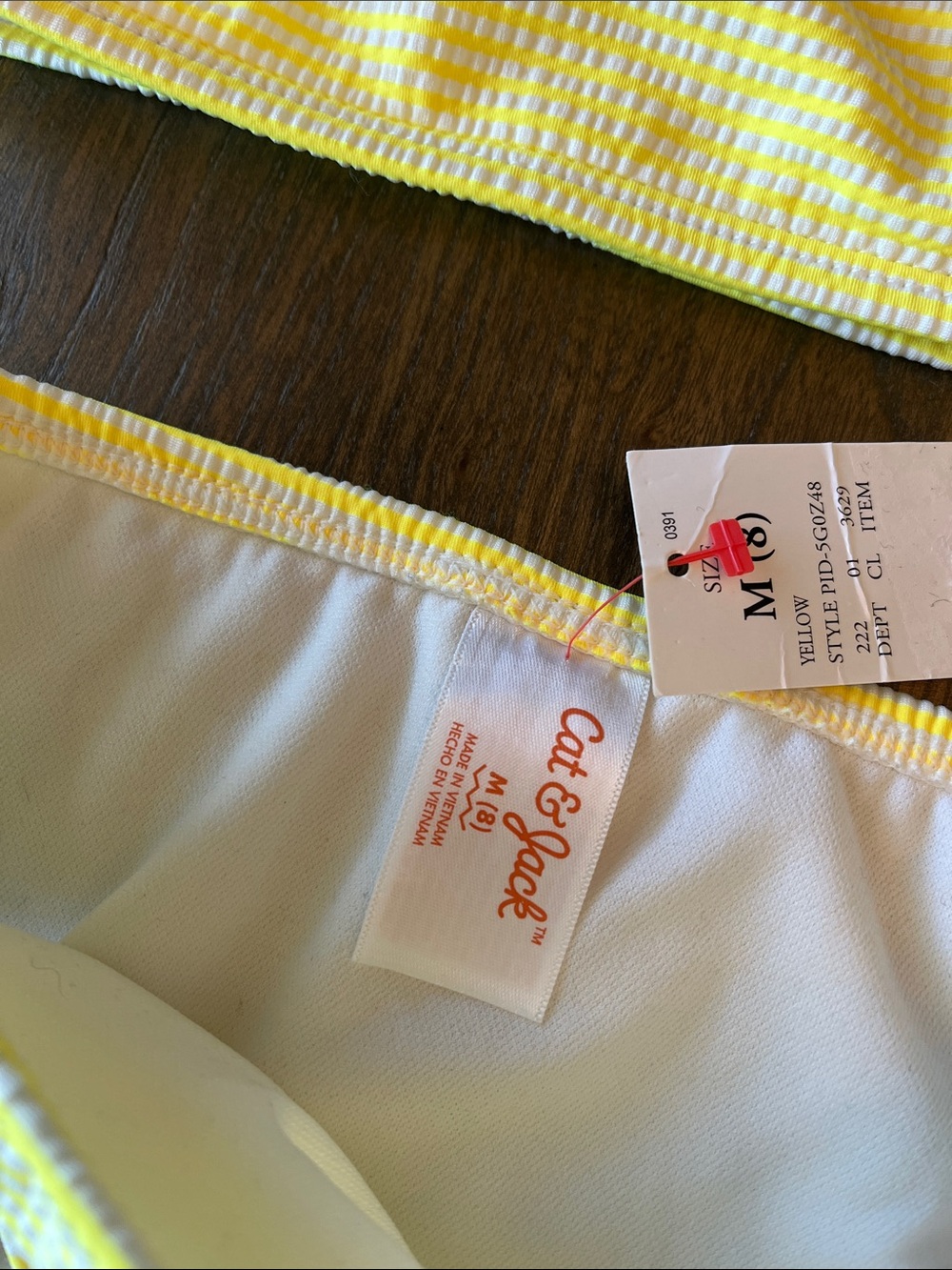 Cat & Jack Yellow Striped Ruffle One-Shoulder Bikini - Picture 2 of 4